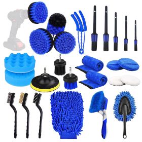 26Pcs Car Detailing Brush Kit Exterior Interior Car Cleaning Set Drill Brush Set Car Buffing Sponge Pads Kit for Cleaning Automobile Interior Ext