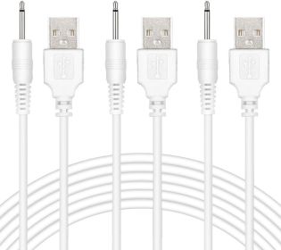 3 Pack Replacement DC Charging Cable 2.5mm with Fast DC USB Charger Cable Cord Adapter Technology for Universal Vibrating Wand Massagers and Toys