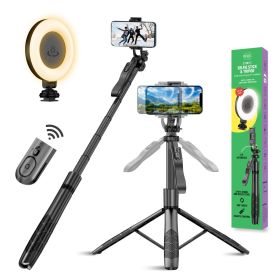 Phone Tripod 62 inch Selfie Stick for iPhone with Remote and 3W LED Light Universal Mount Phone Stand for Recording & Streaming Tripod for iPhone