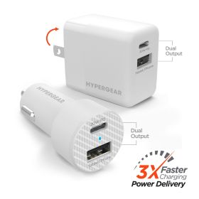 HyperGear Wall/Car Charger Bundle 20W USB-C PD + 12W