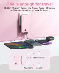 With AC Socket For Fast Charging, It Comes With A Dual-wire Digital Display Power Bank (Color: Pink)