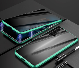 Phone Case Anti-peep Magnetic Protective Shell Magnetic Privacy Glass Case For Phone (Option: Green-iPhone8 7 plus)