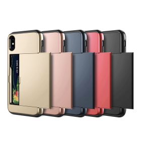 Mobile phone card case (Option: Navy-IPhone7 8)