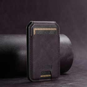 Android Universal Phone Magnetic Card Holder MagSafe Magnetic Ring PU Leather (Option: Purple-1pc)