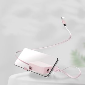 4 In 1 Retractable USB Cable Creative Macaron Type C Micro Cable For I Phone With Phone Stand Charging Data Cable Line Storage Box (Color: Pink)