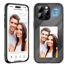 IPhone15 PRO PROMAX NFC Ink Screen Flip Phone Case Smart Creative DIY Custom All-Inclusive Case (Option: Black-IPhone 15Pro)
