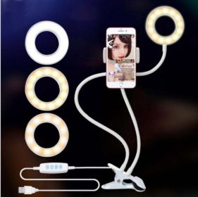 LED Selfie Ring Light for Live Adjustable Makeup Light-8cm Stand (Color: White)