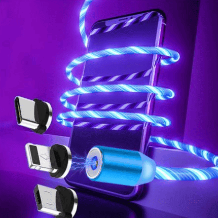 Compatible with Apple, Flowing Ligh Magnetic Streamer Data Line Cable for Iphone Android Typec