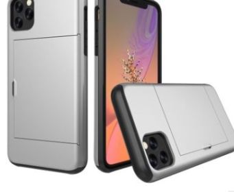 Mobile phone card case (Option: Silver-Iphone 11 pro)