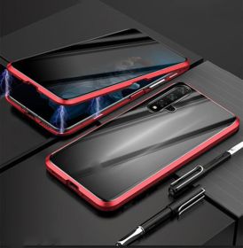 Phone Case Anti-peep Magnetic Protective Shell Magnetic Privacy Glass Case For Phone (Option: Red-iPhone8 7 plus)
