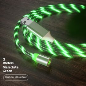 Magnetic Charging Cable Streamer Fast Charging Cable Lighting Micro USB Cable LED Magnet Charger Type-C Cable (Option: Green 2m-Micro)