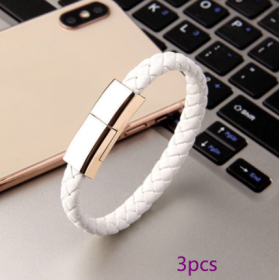 New Bracelet Charger USB Charging Cable Data Charging Cord For IPhone14 13 Max USB C Cable For Phone Micro Cable (Option: White 3pcs-Android interface-22.5cm)
