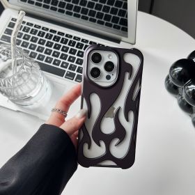 Electroplating Hollow Heat Dissipation Phone Case Flame Pattern High-grade Soft Shell (Option: Matte Purple-13 14 15 Universal)