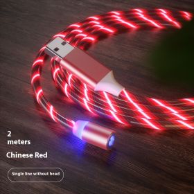 Magnetic Charging Cable Streamer Fast Charging Cable Lighting Micro USB Cable LED Magnet Charger Type-C Cable (Option: Red 2m-Micro)