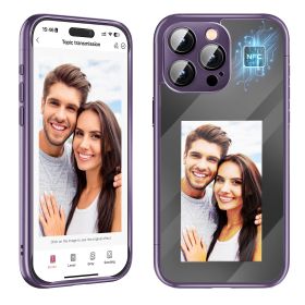 IPhone15 PRO PROMAX NFC Ink Screen Flip Phone Case Smart Creative DIY Custom All-Inclusive Case (Option: Purple-IPhone 15Pro)