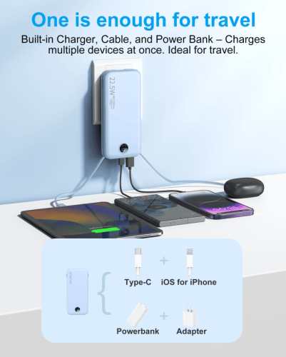 With AC Socket For Fast Charging, It Comes With A Dual-wire Digital Display Power Bank