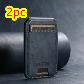 Android Universal Phone Magnetic Card Holder MagSafe Magnetic Ring PU Leather (Option: Blue-2pc)