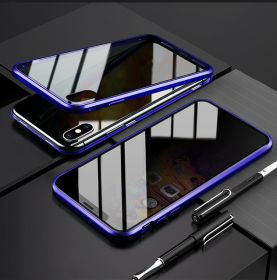 Phone Case Anti-peep Magnetic Protective Shell Magnetic Privacy Glass Case For Phone (Option: Blue-IPhone Xs Max)