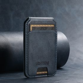 Android Universal Phone Magnetic Card Holder MagSafe Magnetic Ring PU Leather (Option: Blue-1pc)