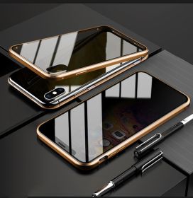 Phone Case Anti-peep Magnetic Protective Shell Magnetic Privacy Glass Case For Phone (Option: Gold-6S)