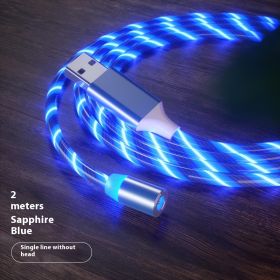 Magnetic Charging Cable Streamer Fast Charging Cable Lighting Micro USB Cable LED Magnet Charger Type-C Cable (Option: Blue 2m-Micro)