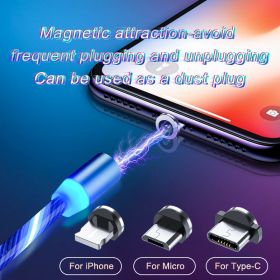 Magnetic Charging Cable Streamer Fast Charging Cable Lighting Micro USB Cable LED Magnet Charger Type-C Cable (Option: Magnetic suction head-IPhone)