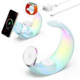 4-in-1 Crescent Magnetic Wireless Charger Stand For Multiple Devices NO Plug (Color: Blue)