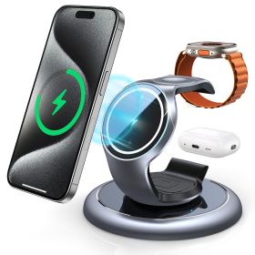 3-in-1 Magsafe Charger Wireless Charging Station For Multiple Devices (Option: Silver Grey)