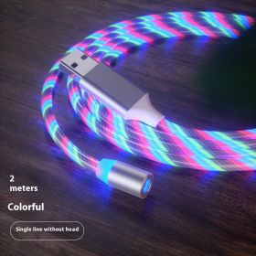 Magnetic Charging Cable Streamer Fast Charging Cable Lighting Micro USB Cable LED Magnet Charger Type-C Cable (Option: Colorful 2m-Micro)