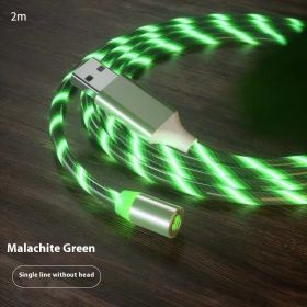 Magnetic Charging Cable Streamer Fast Charging Cable Lighting Micro USB Cable LED Magnet Charger Type-C Cable (Option: Green 2m-Type c)