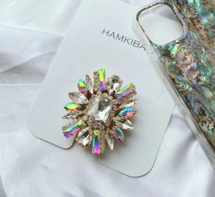 New American Diamond Studded Cubic Crystal Ring Holder (Color: White)