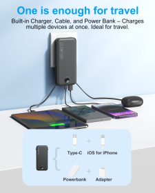 With AC Socket For Fast Charging, It Comes With A Dual-wire Digital Display Power Bank (Color: Black)