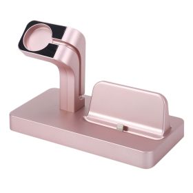 Charging Stand Dock Station Charger Holder for Apple Watch Series iPhone 11/X/8/8Plus/7 (Color: Rose Gold)