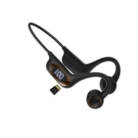 Bone Conduction Earphone Wireless Bluetooth 5.3 Headphone Outdoor Sport Earbud Headset With Mic For Android Ios Support SD Card (Color: Black, Ships From: China)