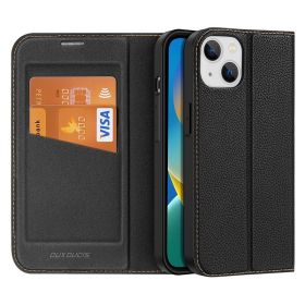 Apply to iPhone 14 Pro litchi pattern mobile phone case private model new product Apple 14 double card bag flip case wholesale (Applicable model: iPhone 14 Pro Max, colour: Classic Black)
