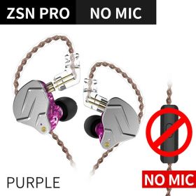 Metal Earphones 1BA+1DD Hybrid Technology HIFI Bass Earbuds In Ear Monitor Headphones Sport Noise Cancelling Headset (Color: ZSNPro Purple No Mic, Ships From: China)