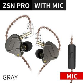 Metal Earphones 1BA+1DD Hybrid Technology HIFI Bass Earbuds In Ear Monitor Headphones Sport Noise Cancelling Headset (Color: ZSNPro Gray Mic, Ships From: China)