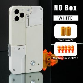 Folding Pistol Bullet Automatic Shell Throwing Toy Creative Soft Bullet Toy Mobile Phone Appearance Gun Outdoor Interactive Kid Gift (Color: White, style: Standard ecommerce box)