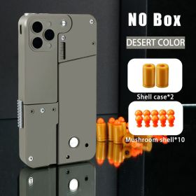 Folding Pistol Bullet Automatic Shell Throwing Toy Creative Soft Bullet Toy Mobile Phone Appearance Gun Outdoor Interactive Kid Gift (Color: Desert color, style: Standard ecommerce box)