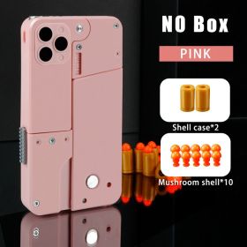 Folding Pistol Bullet Automatic Shell Throwing Toy Creative Soft Bullet Toy Mobile Phone Appearance Gun Outdoor Interactive Kid Gift (Color: Girlie pink, style: Standard ecommerce box)