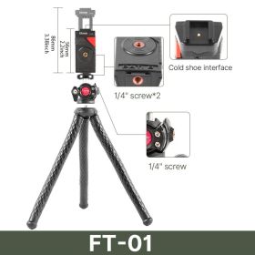 Ulanzi MT-11 Octopus Flexible Tripod For Phone SLR DSLR Gopro Camera Tripod Extend 1/4'' Screw With Ballhead ColdShoe Phone Clip (Color: FT-01, Ships From: China)