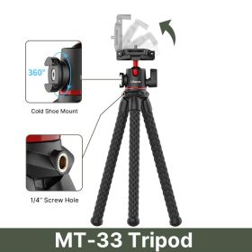 Ulanzi MT-11 Octopus Flexible Tripod For Phone SLR DSLR Gopro Camera Tripod Extend 1/4'' Screw With Ballhead ColdShoe Phone Clip (Color: MT-33, Ships From: China)