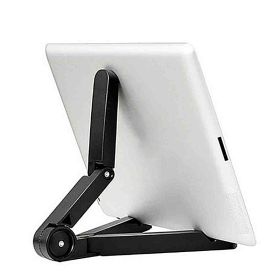 Universal Foldable Phone Tablet Holder Adjustable Bracket Desktop Stand Tripod Stability Support For Phone Adjustable Portable Desktop Holder Mou (Color: Black)