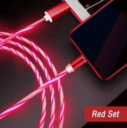 Compatible with Apple; Flowing Ligh Magnetic Streamer Data Line Cable for Iphone Android Typec