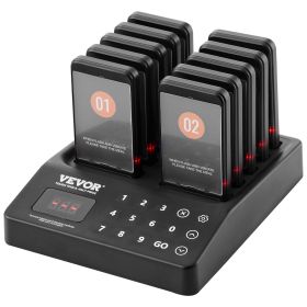 VEVOR Restaurant Pager System, Wireless 400m Long Range Lineup Waiting Queue Signal, Guest Customer Calling Beepers with Vibration & Flashing (Sub Machine Shape: Square, Quantity: 10)