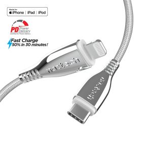 Naztech Titanium USB-C to Lightning Braided Cable 6ft (Color: White)
