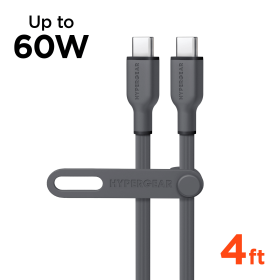 HyperGear Flexi PRO USB-C to USB-C Cable 4ft (Color: Gray)