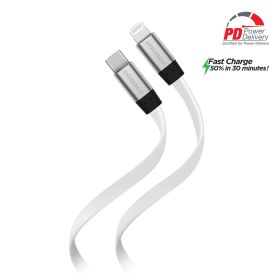HyperGear Flexi USB-C to Lightning Flat Cable 6ft (Color: White)