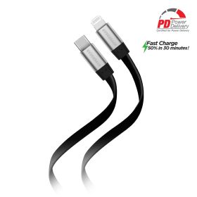 HyperGear Flexi USB-C to Lightning Flat Cable 6ft (Color: Black)