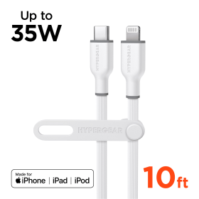HyperGear Flexi PRO USB-C to Lightning Cable 10ft (Color: White)